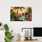 Poster Tropical Paradise: A Vibrant Island Retreat (Bureau à domicile)