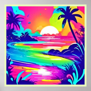 Poster Tropical Rainbow Beach Dream