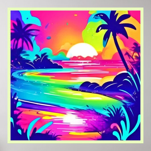 Poster Tropical Rainbow Beach Dream (Devant)