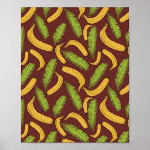 Poster Tropical Red Banana Leaf Pattern