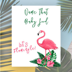 Poster Tropical rose flamingo baby shower jeu alimentaire