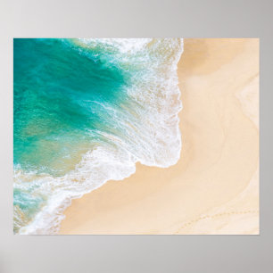 Poster Tropical Sand Beach - Waves - Drone View Photog