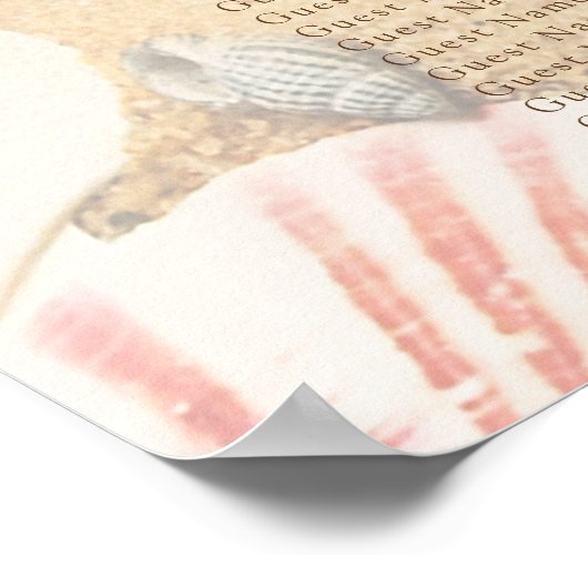 Poster Tropical Starfish Beach Wedating Seating Chart (Coin)