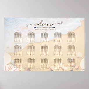 Poster Tropical Starfish Drapeau Plage Mariage Seating Ch