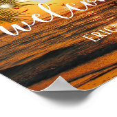 Poster Tropical Summer Sunset Palm Beach Mariage Bienvenu (Coin)