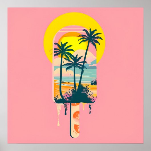 Poster Tropical Summer Sunset Sweets Paradise (Devant)