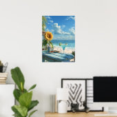 Poster Tropical Sunflower Beach Wall Art | Ocean Print"  (Bureau à domicile)
