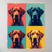 Poster Tropical Sunset Labrador Retriever Pop Art Grid (Devant)