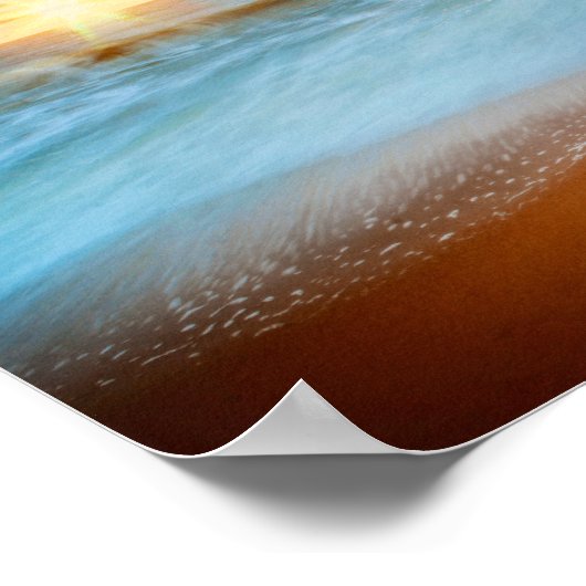 Poster Tropical Sunset Sea Turtle Sandy Beach (Coin)