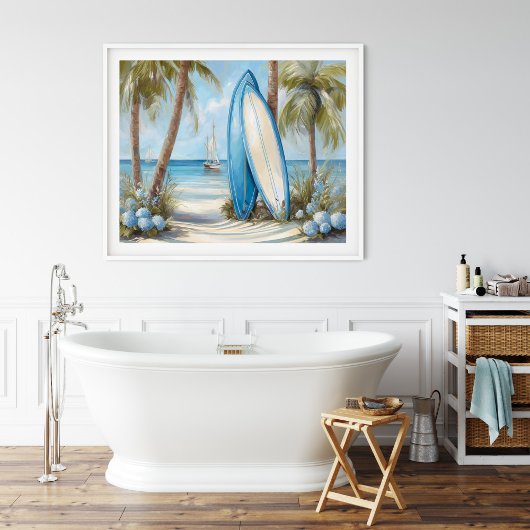 Poster Tropical Surfboard Coastal Wall Art Print