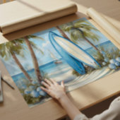 Poster Tropical Surfboard Coastal Wall Art Print