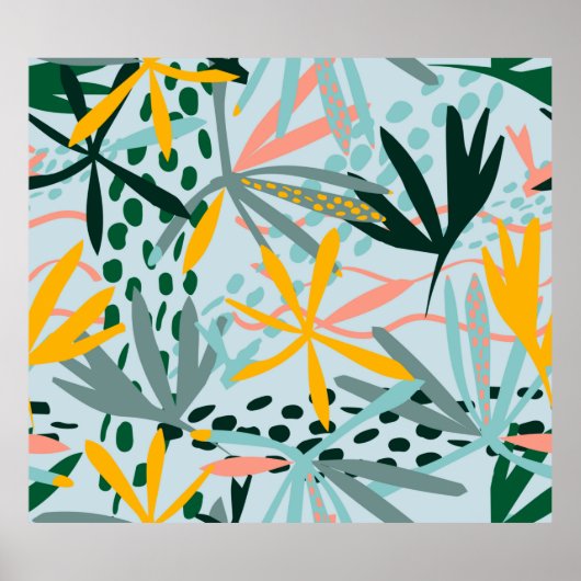 Poster Tropical texture transparente avec feuilles de pal (Devant)