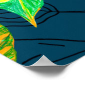 Poster Tropical Tie Dye Blue Gouache. Motif tropical. G (Coin)