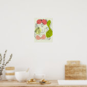 Poster Tropical Woman Line Art coloré (Cuisine)