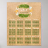 Poster Tropical Wreath Sandy Beach Wedating Seating Chart (Devant)