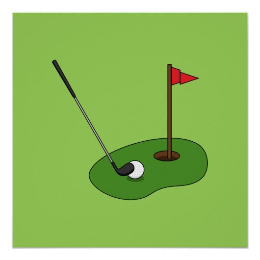 Poster Trou de golf avec drapeau (Devant)