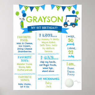 Poster Trou de golf en un anniversaire Jalon panneau