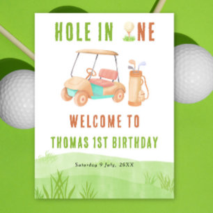 Poster Trou en un golf Bienvenue Fête d'anniversaire