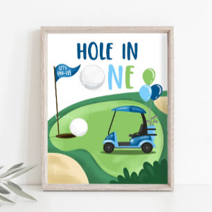 Poster Trou en un Golf Par-Tee Boy Signal d'anniversaire