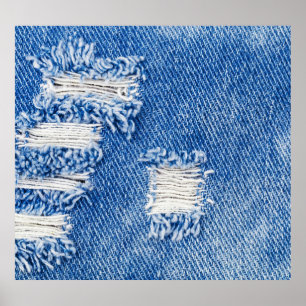 Poster Trou, jean denim, texture déchirée
