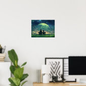 Poster Trou Noir de l'Éclipse Dorée sur l'Océan Sombre Ar (Bureau à domicile)