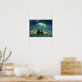 Poster Trou Noir de l'Éclipse Dorée sur l'Océan Sombre Ar (Cuisine)