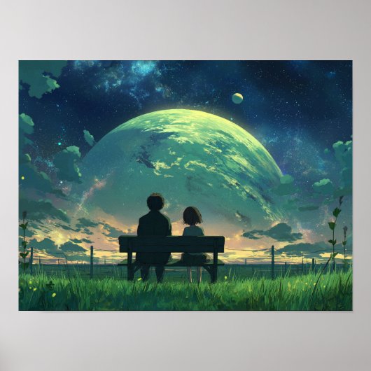 Poster Trou Noir de l'Éclipse Dorée sur l'Océan Sombre Ar (Devant)