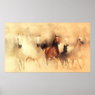 Poster Troupeau de chevaux