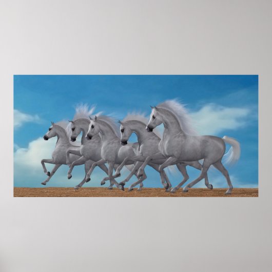 Poster Troupeau de chevaux arabes (Devant)