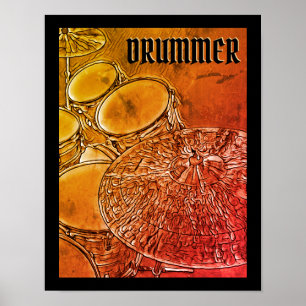 Poster Trousse de tambour d'affiche de DRUMMER Snare Cymb