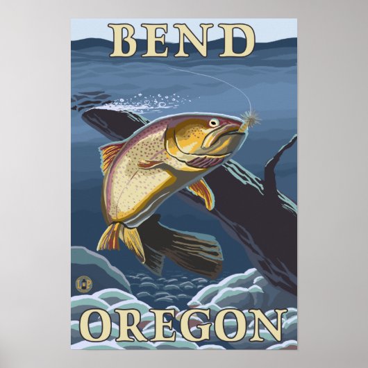 Poster Trout Fishing Cross-Section - Bend, Oregon (Devant)