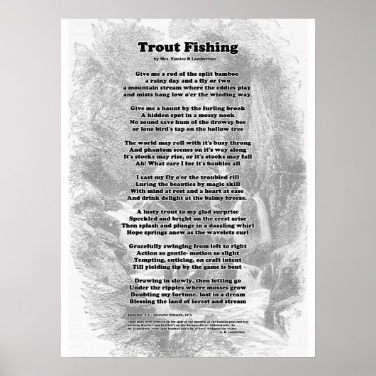 Poster Trout fishing poem (Devant)