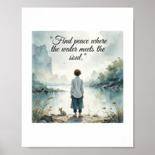 Poster "Trouvez la paix là où l'eau rencontre l'âme - Ins