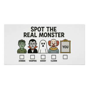 Poster Trouvez le vrai jeu de miroir d'Halloween Monstre
