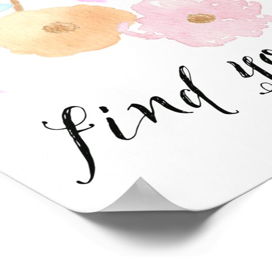 Poster Trouvez vos fleurs d'aquarelle joyeuses (Coin)