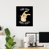 Poster Trouvez votre place Hoppy Funny Rabbit Pun Dark BG (Bureau à domicile)