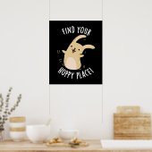 Poster Trouvez votre place Hoppy Funny Rabbit Pun Dark BG (Cuisine)