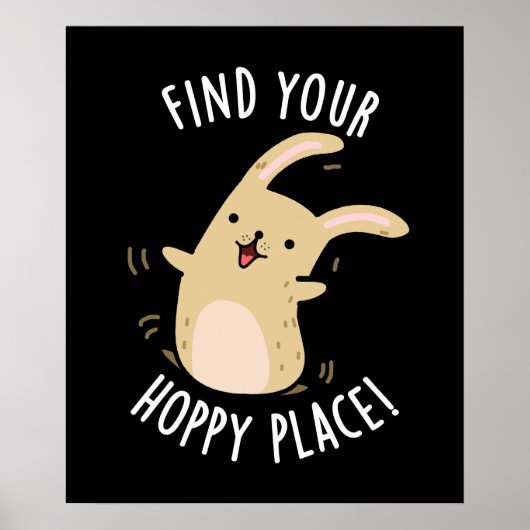 Poster Trouvez votre place Hoppy Funny Rabbit Pun Dark BG (Devant)