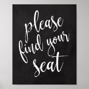 Poster Trouvez Votre Place Panneau De Mariage Ardoise 8x1