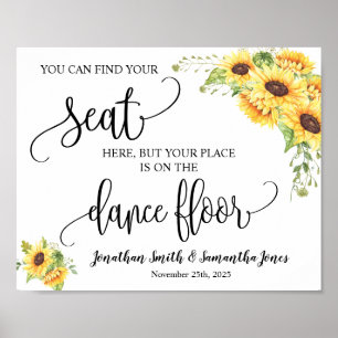 Poster Trouvez votre siège mariage panneau de tournesols