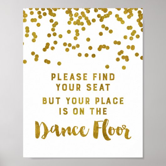 Poster Trouvez votre siège Mariage Signer Gold Confetti (Devant)