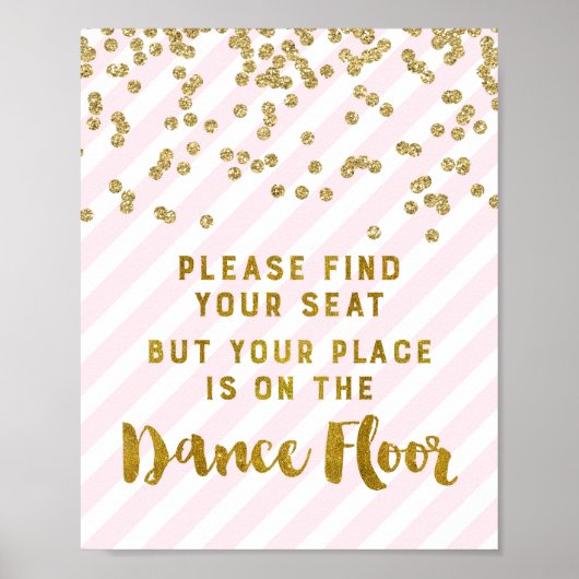 Poster Trouvez votre siège Mariage Signer Pink Gold Strip (Devant)