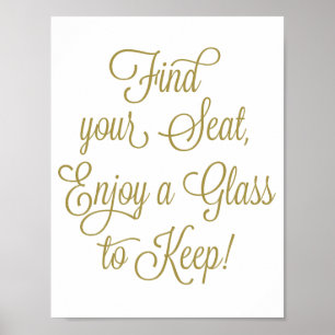 Poster Trouvez votre siège Profitez d'un verre pour garde