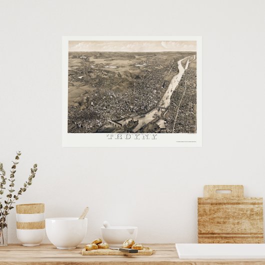 Poster Troy, NY Panoramic Map - 1881 (Cuisine)