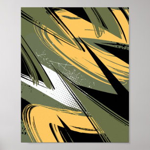 Poster Trucs Abstraits avec vert olive et jaune