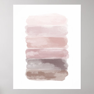 Poster Trucs de pinceau rose Aquarelle