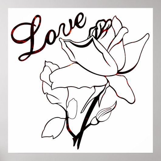 Poster True Love Heart Roses Valentine's Day Sweetest (Devant)