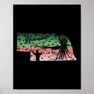 Poster Truite Arc-en-Ciel Vintage Big Fly Nebraska Carte