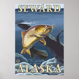Poster Truite pêchant la section transversale - Seward,