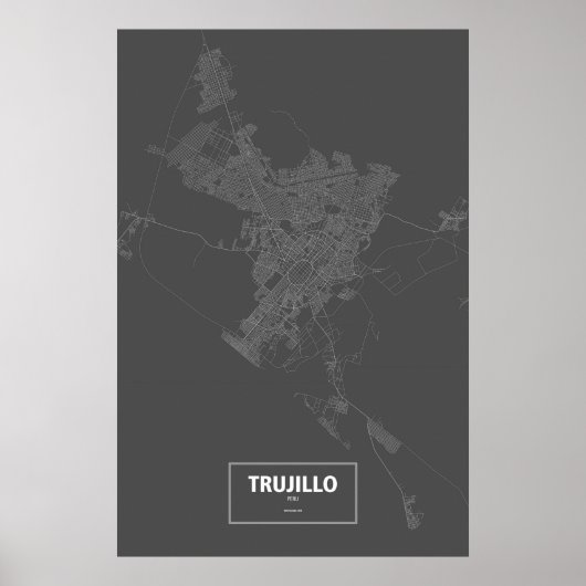 Poster Trujillo, Pérou (blanc sur noir) (Devant)